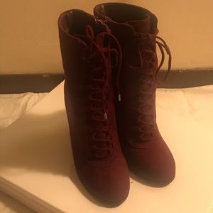 Burgundy heeled booties